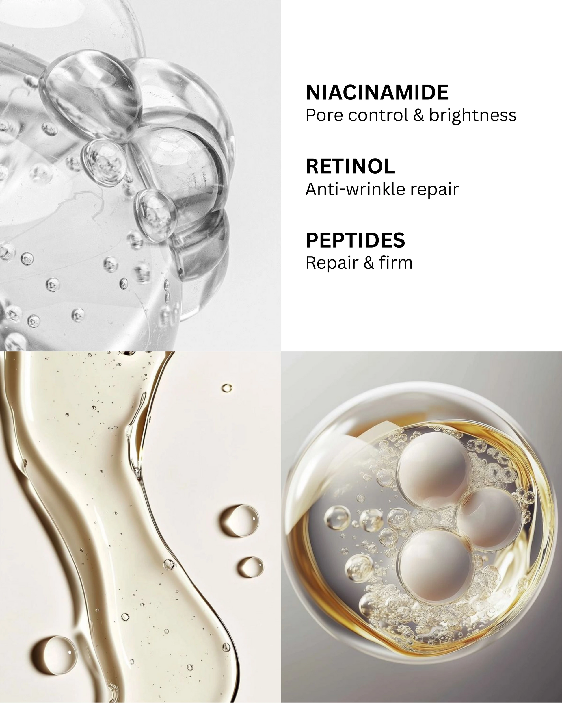 “Retinol, collagen peptides and niacinamide ingredients in Mensco night cream”
