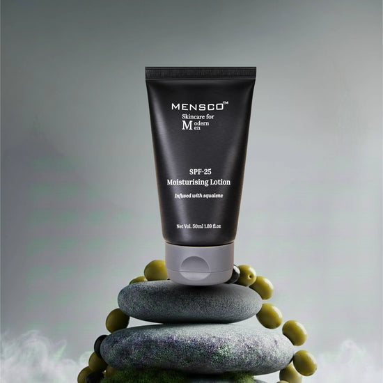 “Mensco hydrating moisturiser with SPF 25 for men providing sun protection and daily hydration”