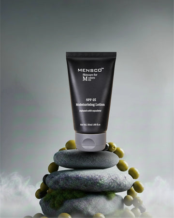 “Mensco hydrating moisturiser with SPF 25 for men providing sun protection and daily hydration”