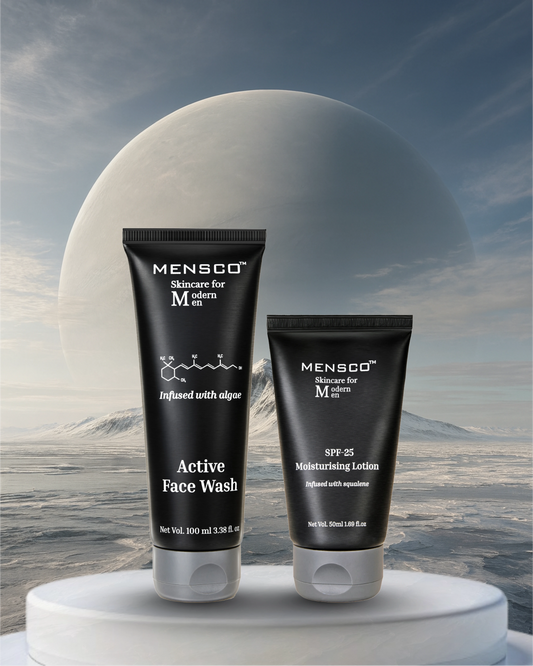 “Mensco Daily Protection Kit for men with face wash and SPF moisturiser for daily defense”