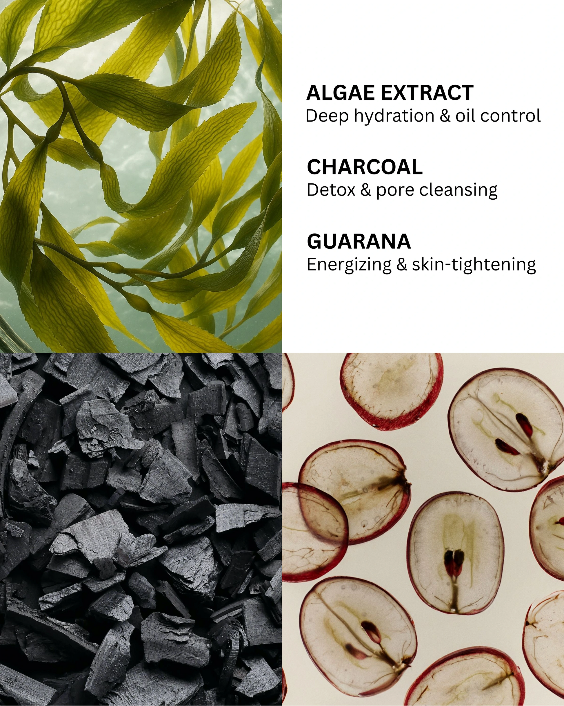 “Algae extract and activated charcoal ingredients in Mensco men’s face wash”