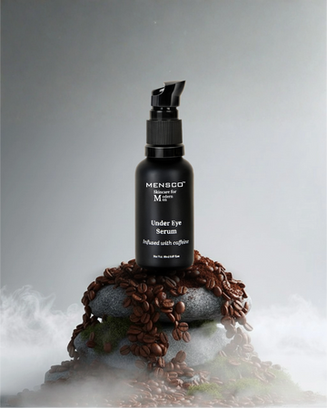 “Mensco reviving under eye serum with caffeine to reduce dark circles and puffiness in men”